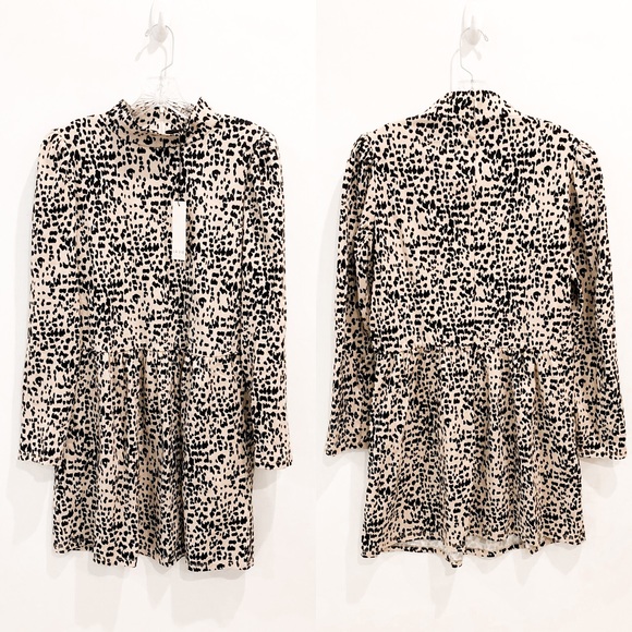 Rebecca Taylor La Vie Long Sleeve Dot Print Creme Brûlée Midi Dress Size  L - Picture 11 of 12